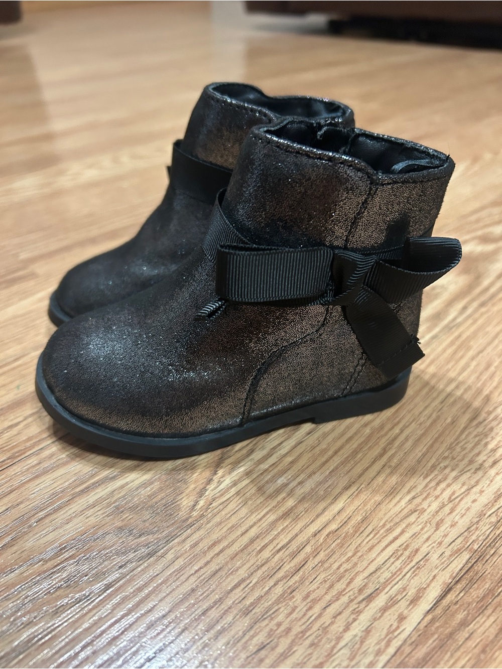 Old Navy Glitter Black Bow Ankle Boots for Kids